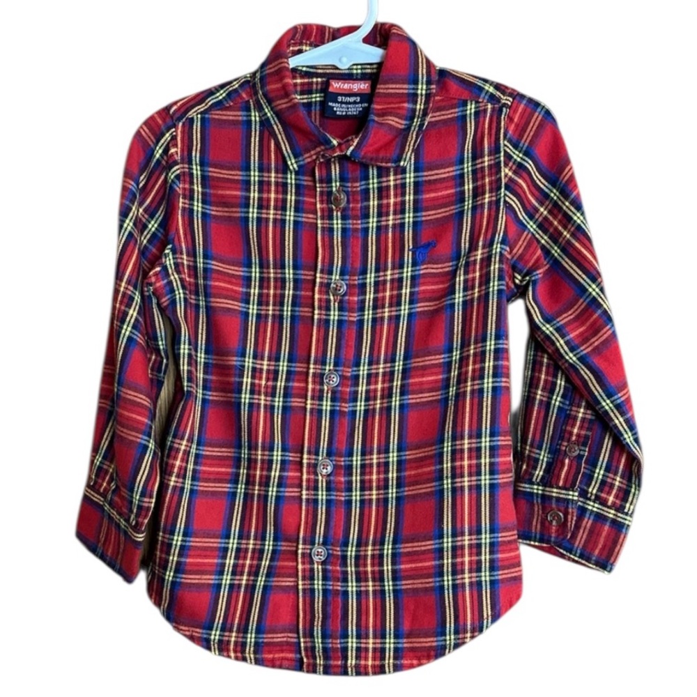 Wrangler 3T Striped and Squares Flannel Button Down Shirt.